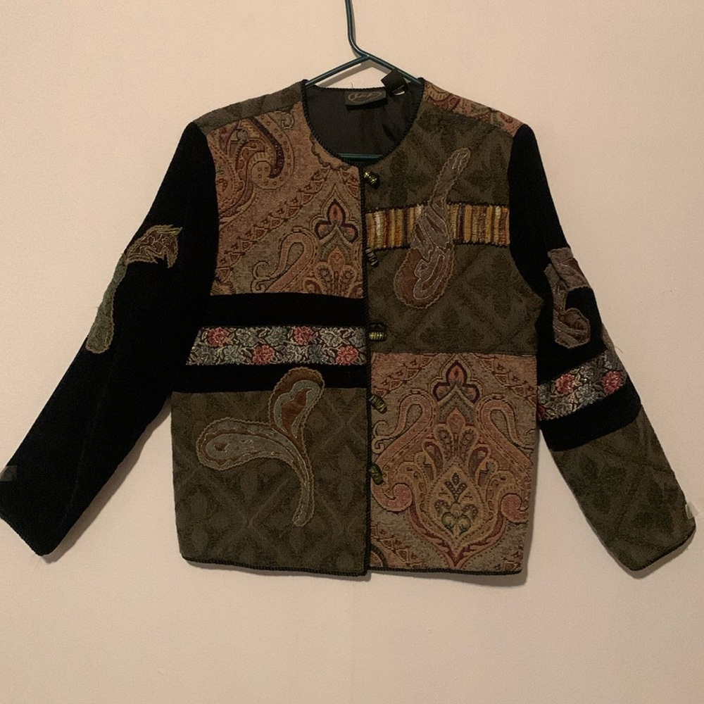 Julia Kim Vintage Color Block Tapestry Women’s Jacket
